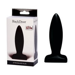 Классическая анальная пробка BackDoor Streamline Plug, черная, 9,7х2,9см