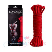 Толстая шелковистая веревка для бондажа, красная, полиэфирное волокно, 9м