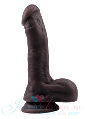 Фаллос с изгибом головки Dual Density 7,9' cock из Natural PVC (O-ring), шоколадный, 18,5х4см