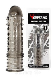 Увеличивающая насадка SuperMe Nubby Sleeve, +2,5см, темно-серая, 16х4см
