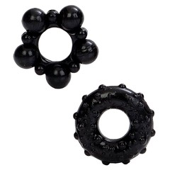 Эластичные эрекционные кольца Muscle Rings™ со стимулирующим рельефом, черные, 1,8см