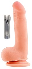Вибратор Real Stick Elite из Soft Skin, телесный на присоске, 7 режимов, 16,5х3,5-4см