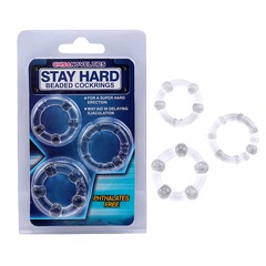 Набор из трех эрекционных колец с шариками Stay Hard Beaded Cockrings, прозрачные