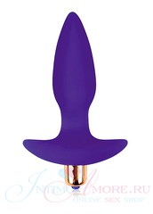 Анальная вибропробка Sweet toys с анатомическим основанием, фиолетовый силикон, 14,5х3,5см