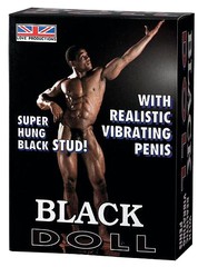 Секс-кукла мужчина Black Doll виброфаллосом, 17х3-4,3см