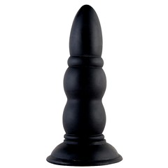 Рельефная анальная втулка Black&Red, черный силикон, 16,5х4,5см