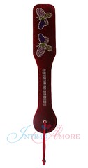 Бордовая бархатистая шлепалка Notabu BDSM с цветными стразами, иск/замша