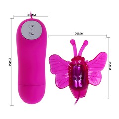 Мини-виброяйцо Cute Secret с мягкой насадкой-бабочкой для клитора, 12 режимов, 3,3х1,5см