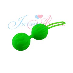 Зеленые вагинальные шарики "Geusha lastic ball", силикон, 85гр., 3,3см