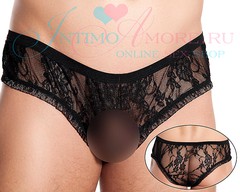 Мужские трусы me Seduce Etienne из кружева с рюшами, черные, 2XL/3XL(56-60р)