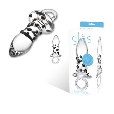 Анальная пробка Pacifier Butt plug Gläs, с рельефом, 8х3см