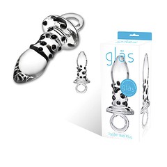 Анальная пробка Pacifier Butt plug Gläs, с рельефом, 8х3см