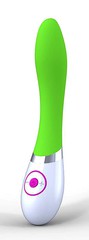 Вибратор G-spot зелено-белый, силикон, 19,5х3см
