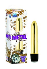 Вибратор Precious Metal Gems™ 4,5' с кристаллом, золотистый, 11х3см
