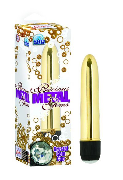 Вибратор Precious Metal Gems™ 4,5' с кристаллом, золотистый, 11х3см