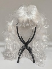 Парик на резинке (Снегурочка), локоны с челкой, платиновый блонд, 59см