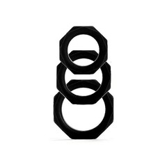 Набор из 3-х эрекционных колец Octagon Lings, черный силикон, 2,5/3/3,5см