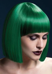 Парик Fever Lola green, blunt cut bob with fringe (temp до 120°C), изумрудный, 30см