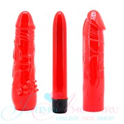 Набор интим-игрушек Hot Storm hers dildo kit (вибратор, 2 насадки), красный