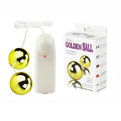 Вагинальные шарики Golden с вибрацией, золотистые 3,2см