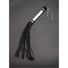 Плетка Sitabella® BDSM, натуральная кожа, черно-белая, 40см
