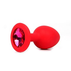 Женская анальная пробка Sexy Friend, красная, рубиновый страз, силикон, 7,2х3см
