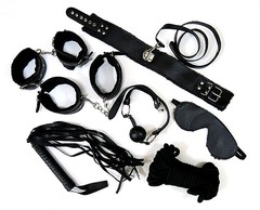 Черный BDSM-набор Muqu, 7 предметов, искусственная кожа