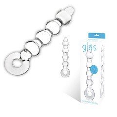 Анальный стимулятор Gläs Rascal Beaded Butt plug, с кольцом, 24,5х4см