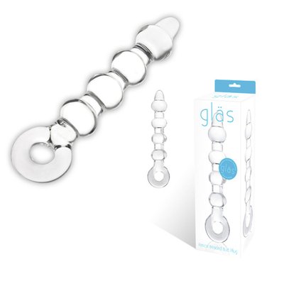 Анальный стимулятор Gläs Rascal Beaded Butt plug, с кольцом, 24,5х4см
