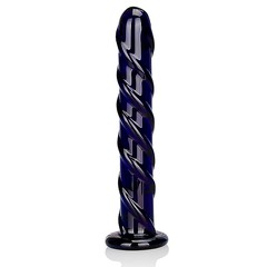 Анальный фаллос Swirl Indigo, стекло, 17см