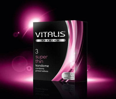Презервативы Vitalis Premium Super thin, ультратонкие, 53мм, 3шт