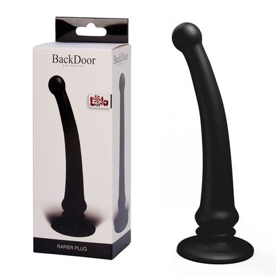 Черный массажер простаты BackDoor Rapier plug, 15х2,4см