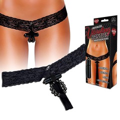 Трусики-тонг с бусинами и вибростимуляцией, S/M(42-46р)