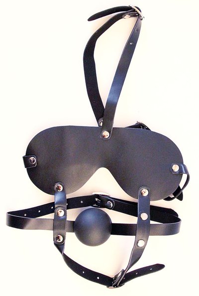 Маска с кляпом Notabu BDSM, чёрная, иск/кожа