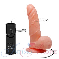 Ротатор с вибрацией Prime Realistic dong, на присоске, 14х3,2см