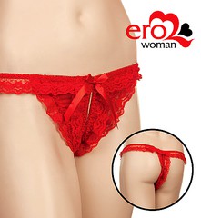 Красные открытые стринги из кружева, S/XL(42-50р)