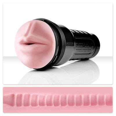 Рот-мастурбатор с широкими поперечными ребрышками Fleshjack: Pink Mouth Wonder Wave