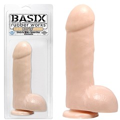 Толстый фаллос Basix rubber works™ 7' на присоске, телесный, 19х5,5см