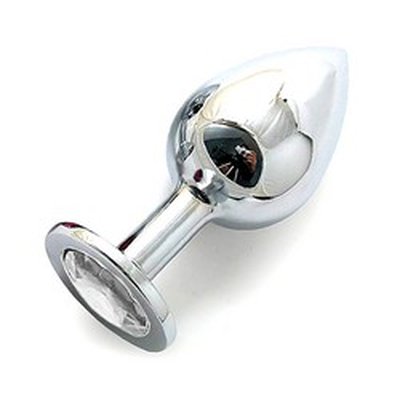 Анальная пробка Notabu BDSM, металл, прозрачный страз, 9,3х3,8см/320г