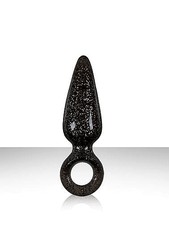 Анальная пробка Starlight Gems Booty Pops 3,5" Mini с кольцом, черная, 8х2,2см