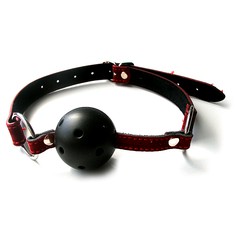 Безопасный кляп Notabu BDSM с отверстиями для дыхания "breathable", черный с бордовым