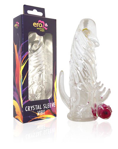 Удлиняющая, стимулирующая вибронасадка "Crystal Sleeve Vibe", 12см