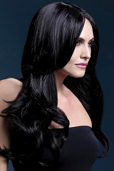 Парик Fever Khloe black, long wave with centre parting (temp до 120°C), черный, 66см