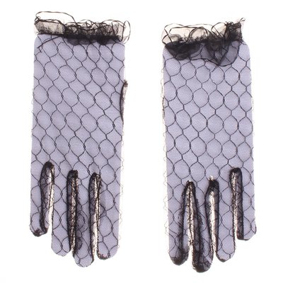Черные карнавальные перчатки с узорами, размер 7-8,5
