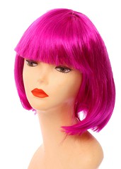 Карнавальный парик на резинке, каре с челкой, фиолетовый, 33см