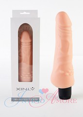Мягкий вибратор Xin lv с шипиками для клитора, телесный силикон, 18,3х3,4-4см
