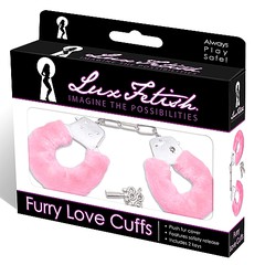 Розовые наручники с мехом Lux Fetish 