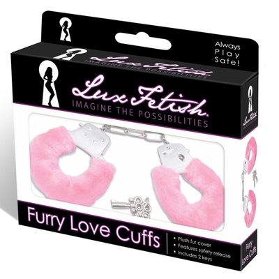 Розовые наручники с мехом Lux Fetish 