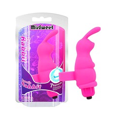 Вибратор для клитора MisSweet Sweetie Rabbit на палец, 7 реж, розовый силикон,  9,5х3,3см
