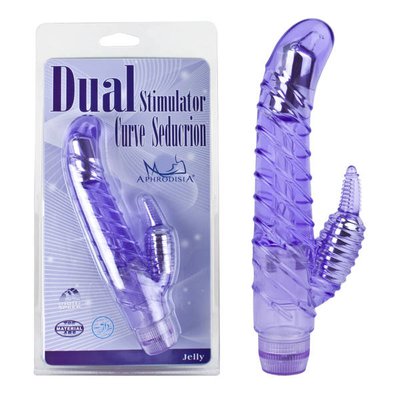 Вибратор Dual Stimulator Curve Seducrion для G-точки и клитора, фиолетовый, 18,5х2,7-3,2см